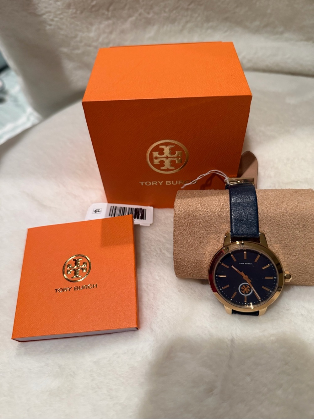 Tory Burch Navy Leather Strap Watch